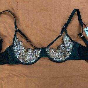 NWT Playful Promises Mayala Embroidered Mesh Quarter Cup Bra - 28G